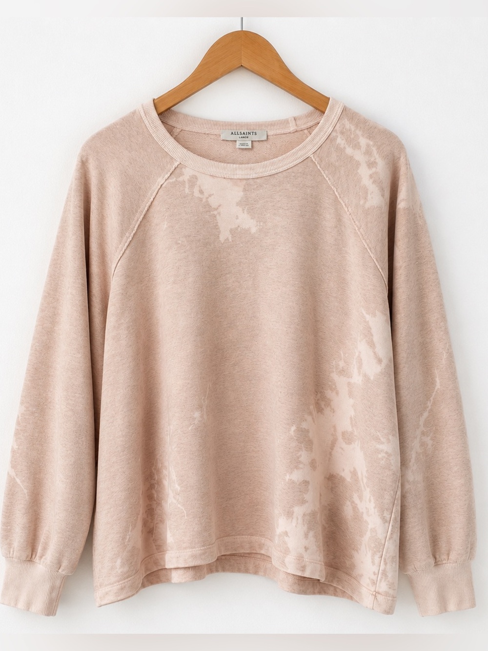 AllSaints Jessi Tydy Sweat Tie Dye Oversized Sweatshirt Pink Large
